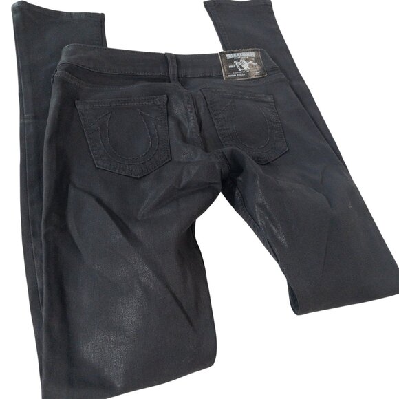 True Religion Stella Black Sparkle Low Rise Skinny Waist W 26 L 32 Western Goth - Picture 4 of 11